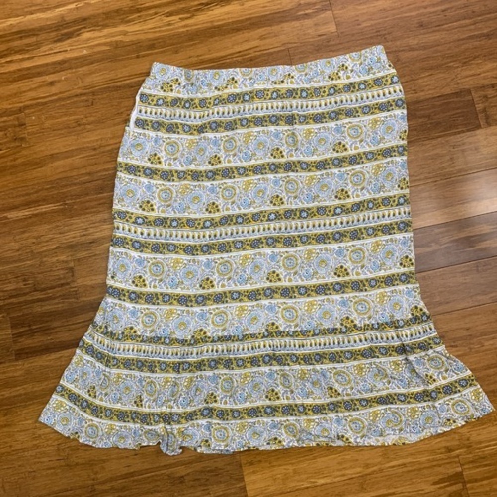 Lane Bryant Midi Skirt Womens 22/24 Elastic Waist‎ Floral Print Lined Plus Size